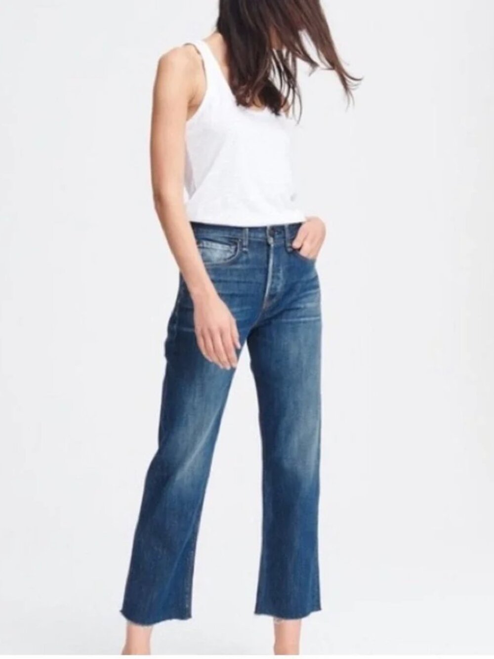 rag & bone Maya High-Rise Ankle Straight with Raw Hem in Magnus Women's Size 26